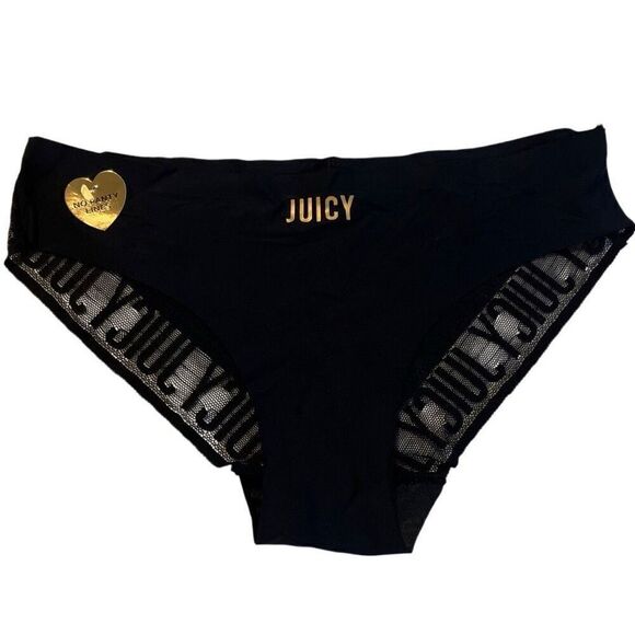 JUICY COUTURE PANTY BLACK SIZE S WITH JUICY WRITTEN IN LACE ON BACK OF LEGS - Picture 1 of 4